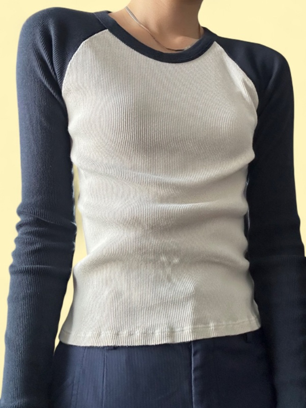 Brandy Melville Henley Baseball Long Sleeve Tee